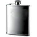 6 Oz. Stainless Steel Flask with Checkered Pattern & Oval Center